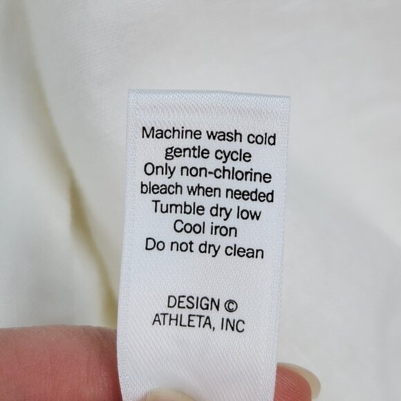 Athleta Jacket Womens Small White Sahara Cropped Linen Moto Full Zip Casual - Picture 13 of 16